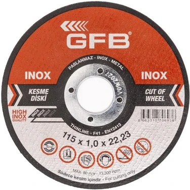 Gfb Metal Kesici Taş 115x1.0x22.23  Inox Kesme Taşı - 50