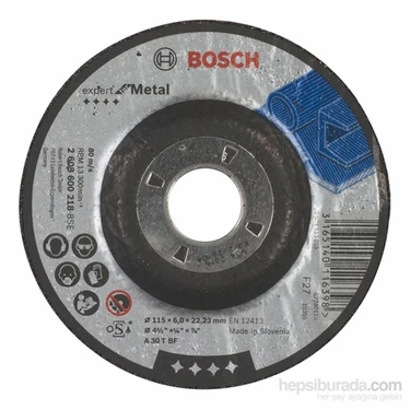 Bosch  - Expert Serisi Metal İçin Bombeli Taşlama Diski (Taş) - A 30 T Bf, 115 Mm, 6,0