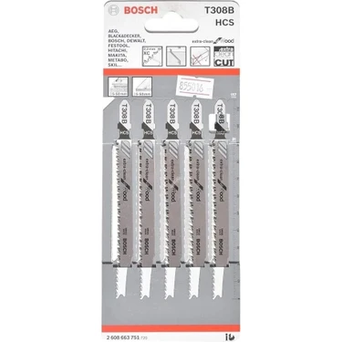 Bosch T 308 B Ahşap Dekupaj Testeresi Bıçağı - 5li  Paket