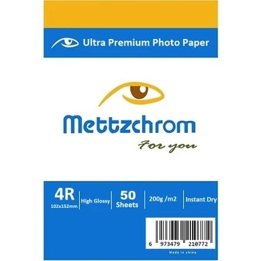 Mettzchrom Fotoğraf Kağıdı Epson L3110 L1110 L3150 L3151 L3156 L3060 Uyumlu 50 Adet Fotoğraf Kağıdı