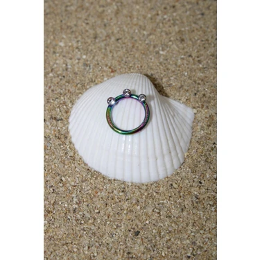 Piercing Cerrahi Çelik Klipsli Zirkon Taşlı Kıkırdak Septum Tragus Conch Gökkuşağı Renk Üç
