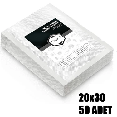 VI'ORIO 20X30 Tırtıklı Vakum Makinesi Poşeti 50