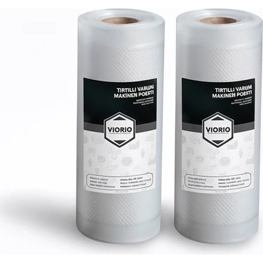 VI'ORIO 20CM x 5m (2 Adet) Rulo Tırtıklı Vakum Makinesi Poşeti Vakum