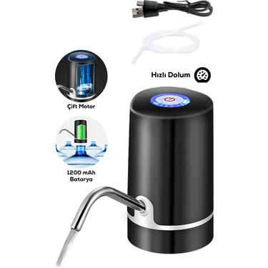 Saravita Çift Motorlu Şarjlı Damacana Su Pompası Type-C 1200MAH Otomatik Elektrikli Su