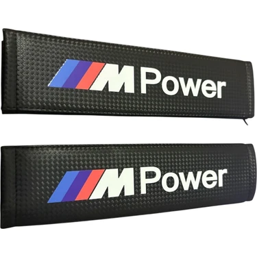 Bmw M Power Logolu Suni Deri  Emniyet Kemer Pedi ( 2 Adet