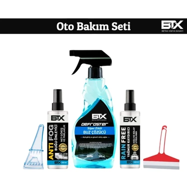 Betax 5’li Araç Kışlık Bakım Seti 500ML & Buz Çözücü 200ML & Buğu Önleyici 200ML & Yağmur Kaydırıcı