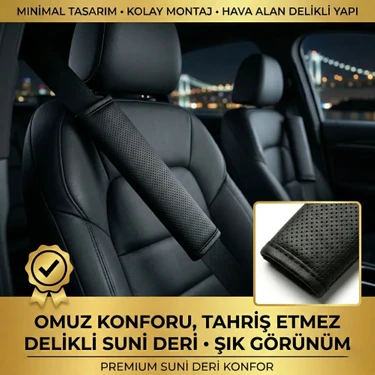 Valente Lusso Essenza Serisi Perfore Deri Araç Emniyet Kemeri Pedi - Nefes Alan Doku & Terletmez