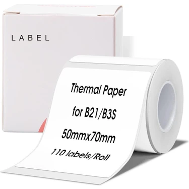 Niimbot 50x70 mm Beyaz Etiket 110 Adet Yırtılmaz, Sudan ve Yağdan Etkilenmez B21/B1/B3S