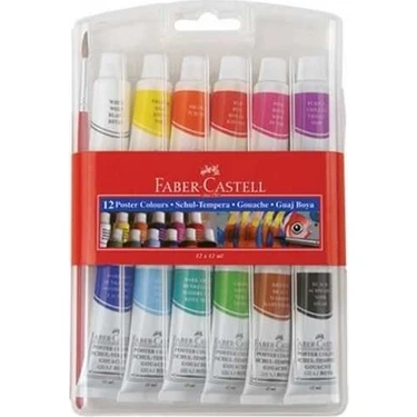 Faber-Castell Tüp Guaj Boya Seti 12x12 ml Sarı ve Parlak Renkler Dayanıklı Kapaklı Sanatçı