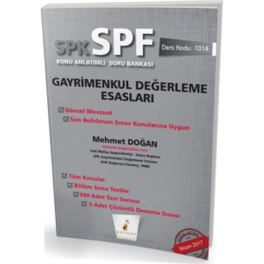Pelikan Yayınları SPK  - SPF Gayrimenkul Değerleme Esasları Konu Anlatımlı Soru
