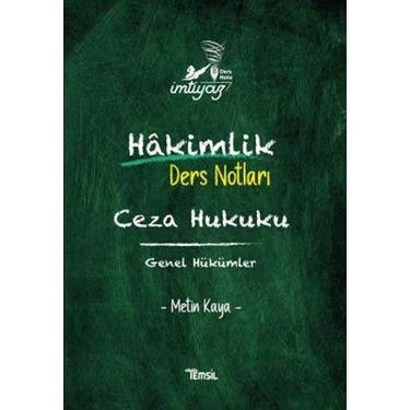 Temsil Kitap İmtiyaz Ceza Hukuku Genel Hükümler Ders