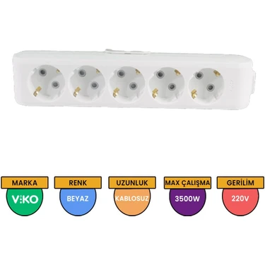 Viko Klemensli Topraklı Çocuk Korumalı Beşli Priz
