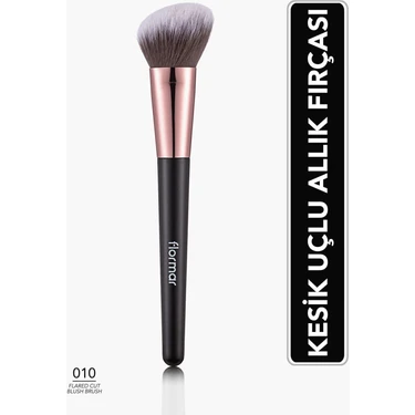 Flormar Kesik Uçlu Sentetik Allık Fırçası 010 Yumuşak Vegan Kıllarla Profesyonel Makyaj