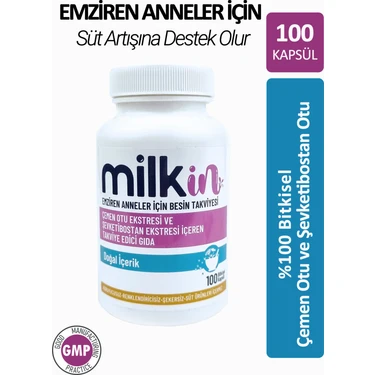 Milkin Bitkisel Kapsül 100 Adet – Çemen Otu ve Anason Ekstresi ile Anne Sütü Üretimini Destekleyen