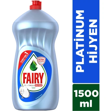 Fairy Platinum Limon Kokulu Hijyen Sıvı Bulaşık Deterjanı 1500 ml Enerjiden Tasarruf