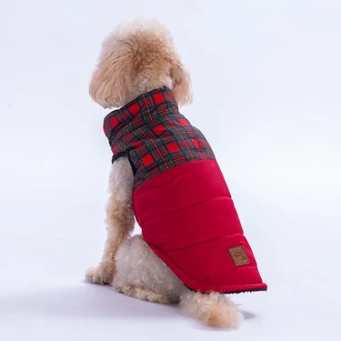 Pawstar Kırmızı Elgin Paws Ekose Desen Yelek Köpek Yeleği Köpek Kıyafeti Köpek