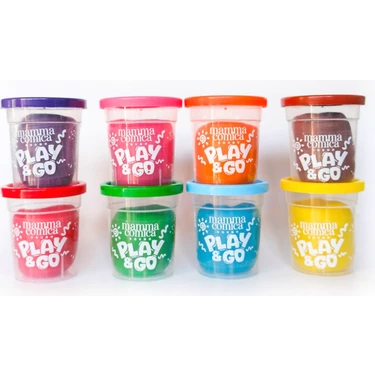 MammaComica Dough Play & Go 8 Li Doğal Oyun Hamuru Seti (8 Renk x 75