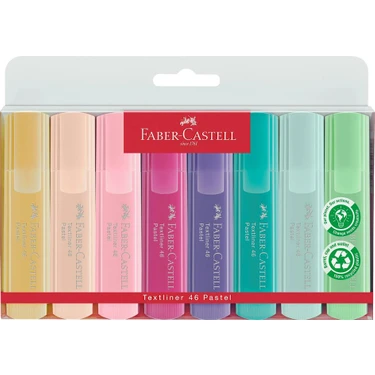 Faber-Castell Pastel Renk Fosforlu Kalem 8'li Set, Su Bazlı, Ergonomik