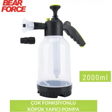 Robeve Bear Force Köpük Yapıcı Pompa 2 Litre Köpük Pompası Basınçlı El Pompası Araç Yıkama Şeffaf