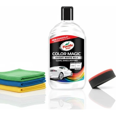Turtle Wax Renkli Cila Beyaz 500 ml + 3 Adet Mikrofiber Bez + Cila