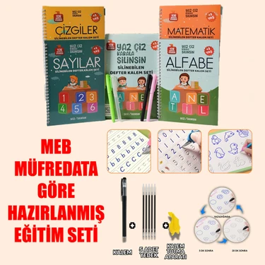 Yeni Müfredata Uygun Öğrenciler Için Türkçe Sihirli Yazı Defter Seti Ile Yazma Öğreniyorum