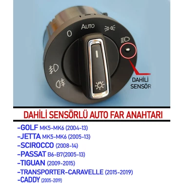 Vagparts Karanlıkta Otomatik Yanan Far Dönüşümü - Golf Jetta Caddy Passat