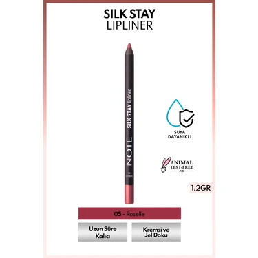 Note Cosmetics Silk Stay Lipliner Suya Dayanıklı Ipeksi Dudak Kalemi - 05 Roselle -
