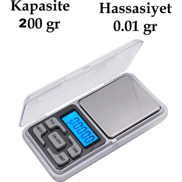 Dijital Hassas Elektronik Kuyumcu Cep Terazisi Tartı 200 gr /  0.01