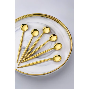 Kitchen Life 6'lı Gold Çay Kaşığı - Metal Malzeme ile Şık Tasarım ve Renkli