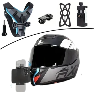 Özgün Adım® Motorsiklet Kask Önü Takılan Telefon Tutucu Aksiyon Kamerası Takılabilen