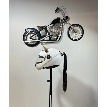 3dpazarıcom 3D Pazari Com Motor & Motosiklet 3D Baskı Gold Şeytan Boynuzlu Saç Örgülü Kask Dış