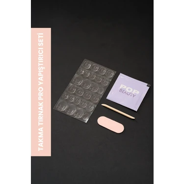Pop Beauty Takma Tırnak Pro Yapıştırıcı Seti (Pro Yapıştırıcı, Törpü, Ahşap  Çubuk, Alkollü