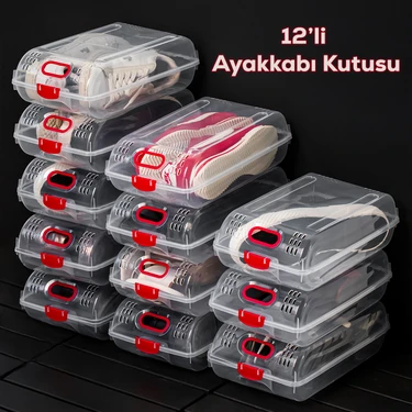 Porsima 204-12 Kadın ve Çocuk Ayakkabı Saklama Kutusu - Şeffaf Pratik Ayakkabı Kabı Düzenleyici