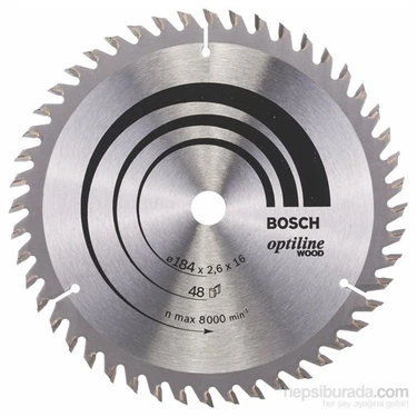 Bosch  - Optiline Serisi Ahşap İçin Daire Testere Bıçağı - 184 X 16 X 2,6 Mm, 48