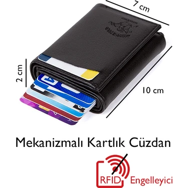 Adelina Erkek Siyah Mekanizmalı Otomatik Kızaklı Kartlık Cüzdan