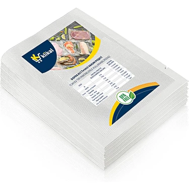 Klikal 20X26 cm 100 Adet Gofrajlı Tırtıklı Vakum Poşeti