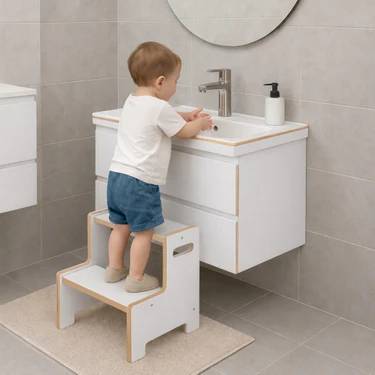 Jest Dekor Konsept Momo Ahşap Basamak Tabure Çocuk Banyo Wc Lavabo Merdiven Yükseltici Eğitici