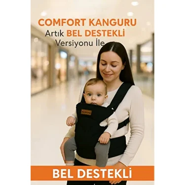 Molmini Comfort Bel Destekli Ergonomik Kanguru Siyah 3 Ay - 2 Yaş Bebek Taşıma