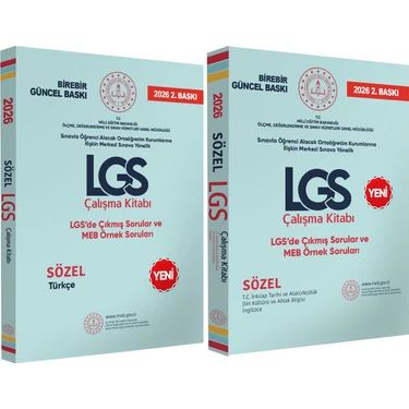 2026 8.sınıf Lgs Meb Örnek Soruları Sözel Çalışma 2li Kitap Seti Renkli Baskı A4 Ebat