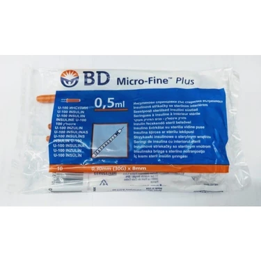 Micro-Fine 0,5 ml Enjektör 0,5 cc Steril Insülin Enjektörü 10