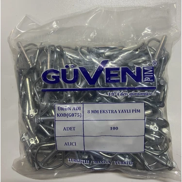Güven 8 mm Ekstra Yaylı Pim 100 Adet Tüm Araçlar İçin Güvenilir Yedek