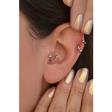 Sacce Scarves & Accessories Kıvrımlı Çelik Spiral Piercing 6 mm Gümüş Renk Kıkırdak ve Tragus
