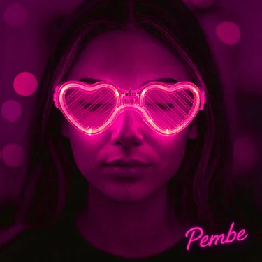 FRY Pembe LED Işıklı Kalp Gözlük – 3 Modlu Parti - Glow Gözlüğü
