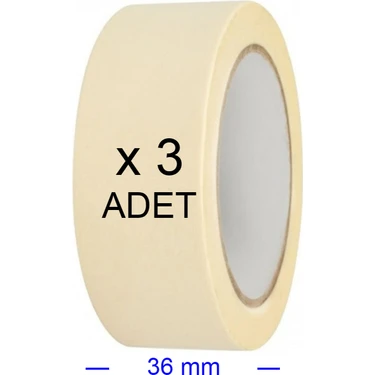 Nistabolje 3 Adet Kağıt Bant 36 mm Maskeleme Bandı Boya