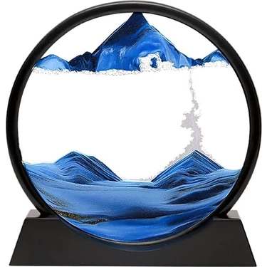 Inç Mavi Renk Dekoratif Yuvarlak Kum Saati Çöl Temalı Şık Kum Saati Stres Atıcı 18X17CM