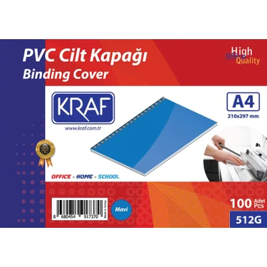 Kraf Cilt Kapağı A4 160 Mic. 100 Lü Mavi