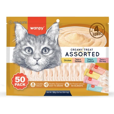 Wanpy Karışık 4 Lezzetli Krema Kedi Ödülü 50*14 gr