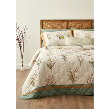 Bella Maison Flores Kapitoneli Çok Amaçlı Çift Kişilik Yatak Örtüsü Seti (240X220