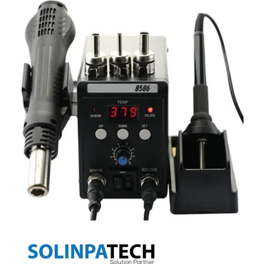 Solinpatech 8586 Isı Ayarlı Sıcak Hava Üflemeli Havya Istasyonu LCD Ekranlı Havya
