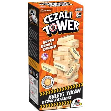 TotteriQ Cezalı Jenga Denge Oyunu Büyük Boy 54 Parça Eğlenceli Ahşap